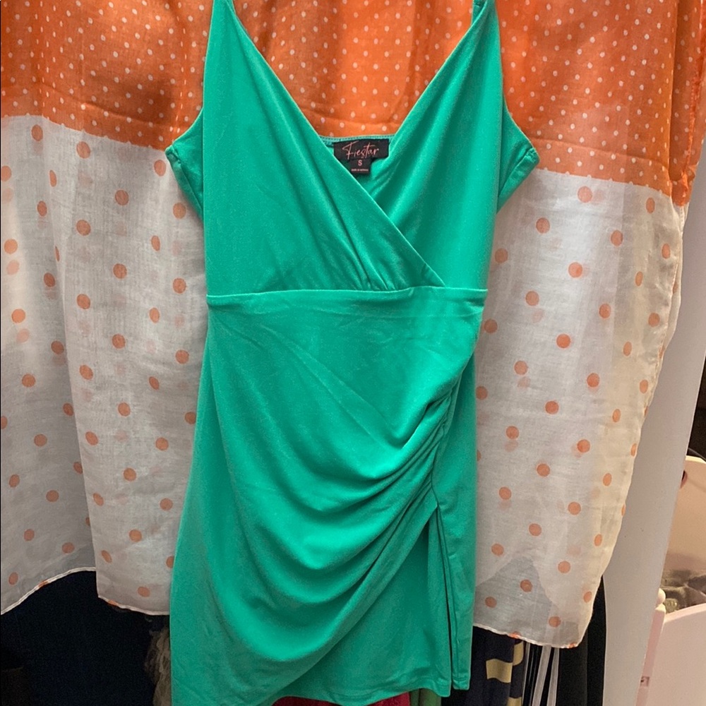 Green Ruched Wrap Mini Dress